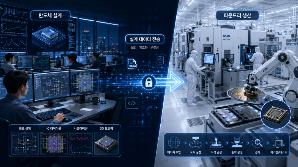 팹리스 부터 파운드리까지 전달되는 과정