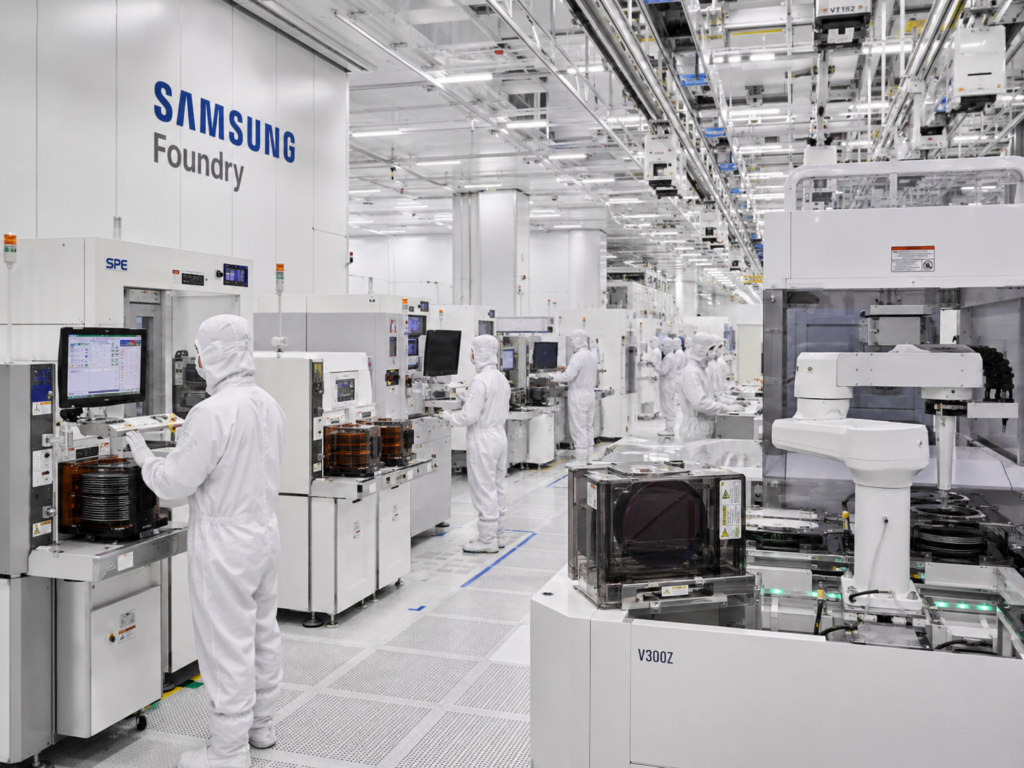 Samsung Foundry에서 칩을 생산중인 장면
