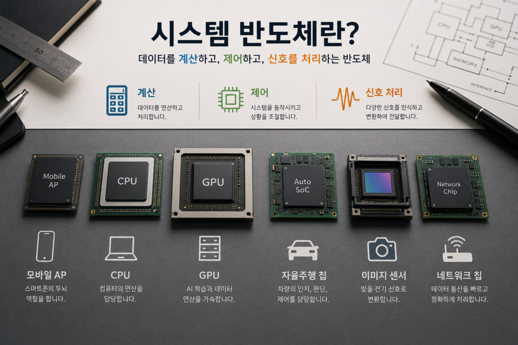 데이터를 계산하고, 제어하고, 신호를 처리하는 반도체 시스템 반도체
