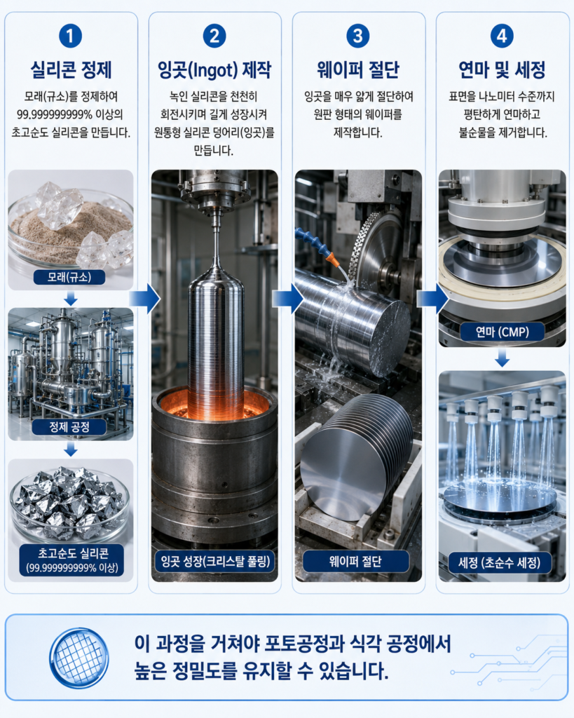 웨이퍼 생산 제조 4단계 과정
