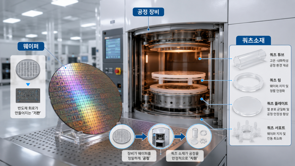 
반도체 장비에 사용되는 고순도 쿼츠 부품
