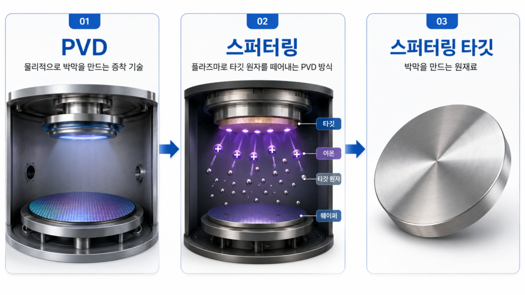 스퍼터링 공정은 PVD 중에서도 플라즈마를 이용해 타깃 원자를 방출시키는 방식
