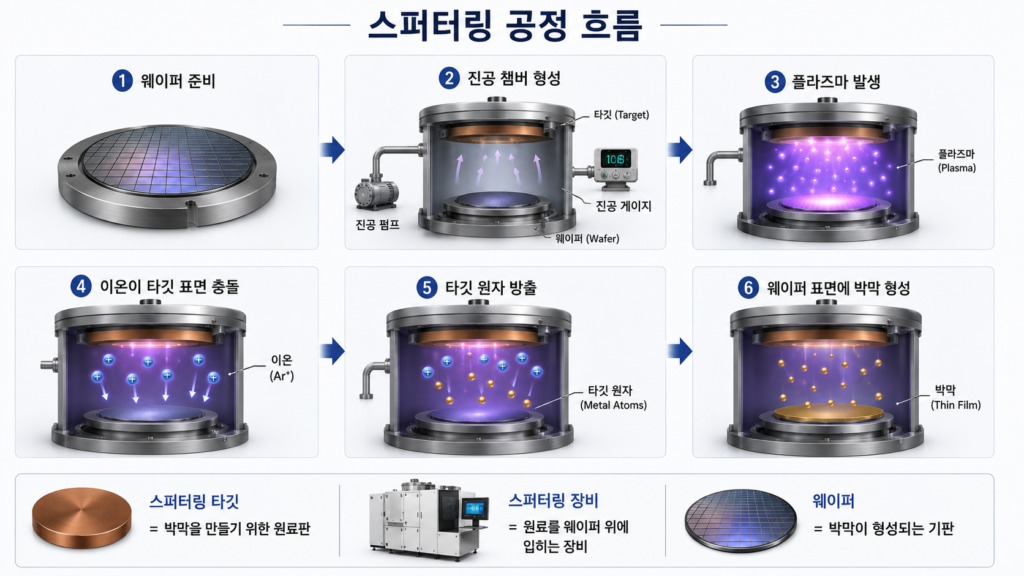 스피터링 공정의 흐름도
